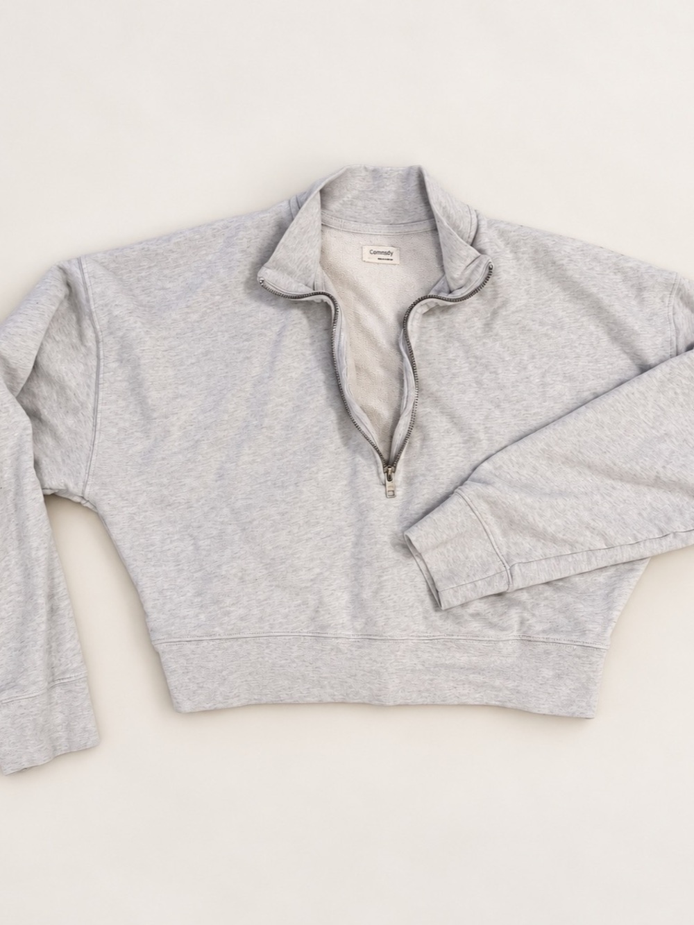 Aritzia Community Size L Cropped Half-Zip Sweatshirt Heather Grey